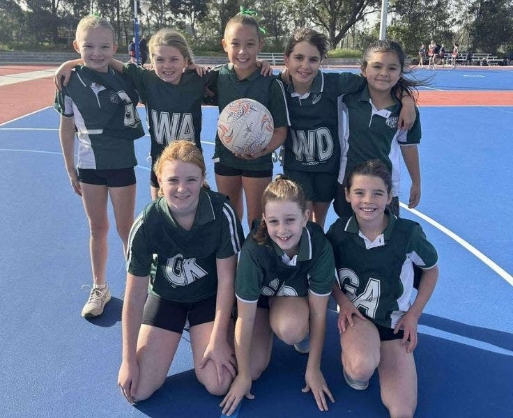 Group of students at a netball day.